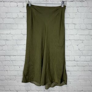 H by Halston Olive Green Midi Skirt